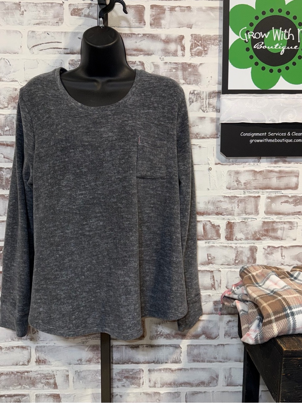 Cuddl Duds Charcoal Long-Sleeve lounge wear set medium